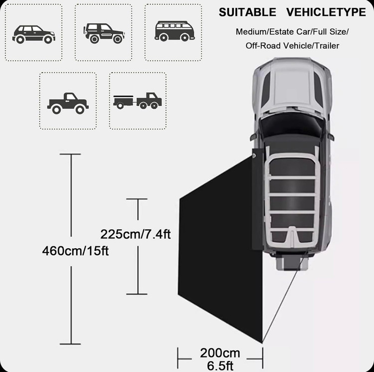 سایبان آفرودی بغل خودرو Wildland مدل 180 Car Awning Self-Support