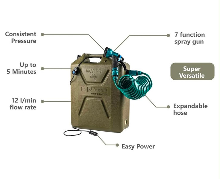 دوش کمپینگ ARB OnTap پارت نامبر OTSBLA400 / OTSGRE400 | ARB OnTap Portable Camping Shower Black & Green