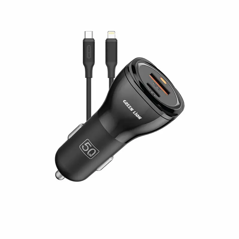 فندکی گرین لاین مدل DUAL PORT 50W WITH CABLE